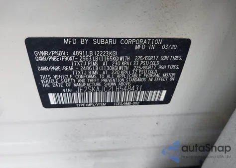 2020 Subaru Forester Premium from USA, damaged, VIN JF2SKAJC2LH548431